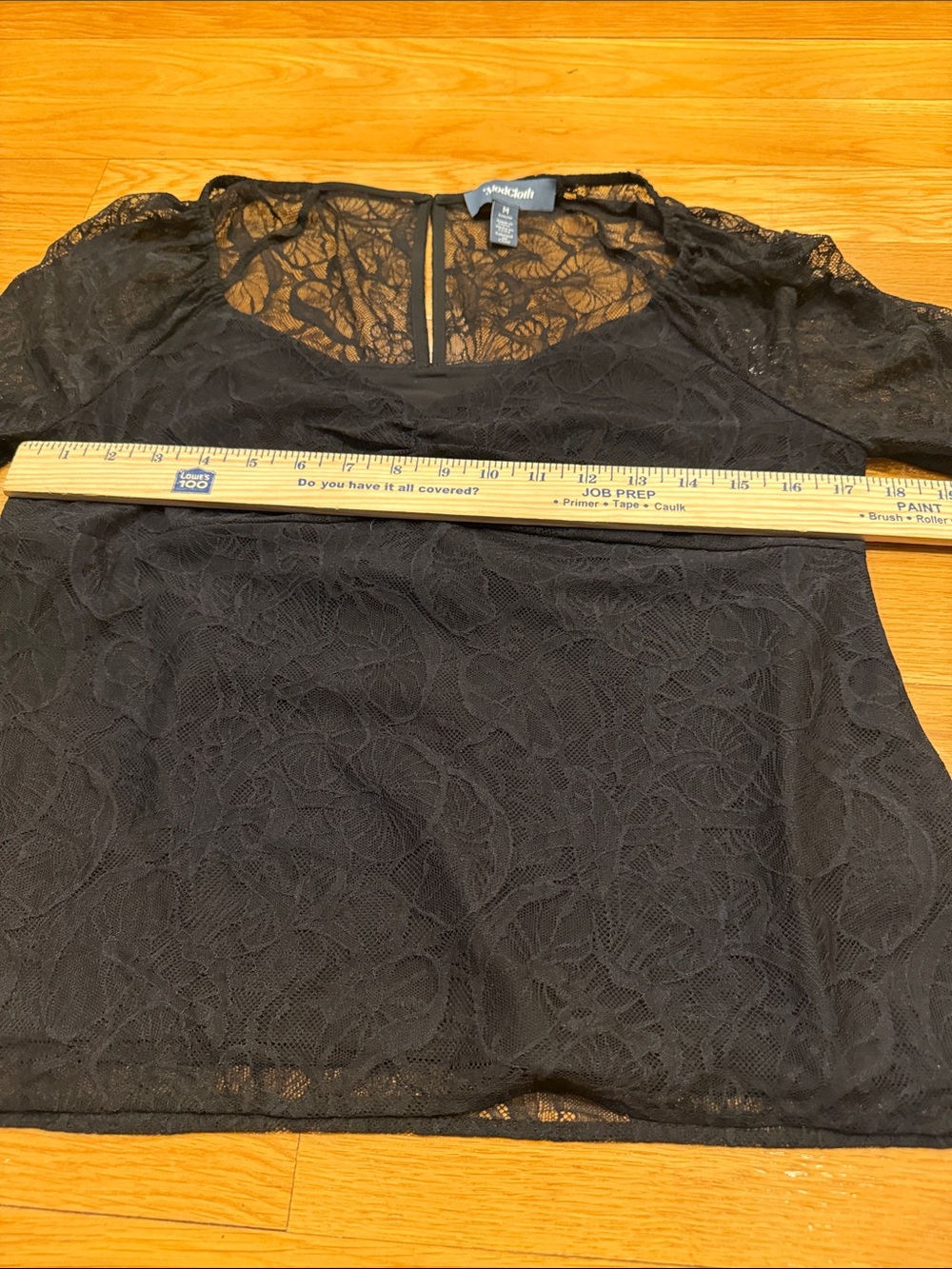 ModCloth women’s black lace long sleeve top size medium. - Picture 3 of 6